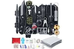 Kit de Supervivencia LC-dolida 15 en 1, Kit de Supervivencia de Emergencia al Aire Libre con Cuchillo/Linterna táctica para Acampar/bushcraft/Senderismo/Caza/Aventuras al Aire Libre