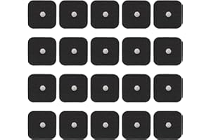 Stonenect Électrodes de rechange adhésives Clouté Réutilisables Pansements autocollants Tampons adhésifs remplacement Compatible avec Compex TENS/EMS Machines (20Pcs 5x5cm-3.5mm Bouton)