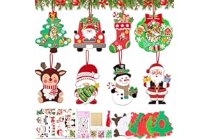 EDONKVI Basteln Weihnachten Kinder,8 Stück Weihnachtsbasteln Kinder con Glitzerpulver,Moosgummi Bastelset Weihnachten,DIY Shake Weihnachtsdeko Basteln,Winter Christbaumschmuck für ab 3 jahre Jungen Mädchen