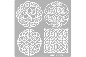 Aleks Melnyk No.39.1 Metal Journal Stencil, Celtic Knot, Scandinavian, Viking Symbols, Stainless Steel Stencil 1 PCS, Template Tool for Wood Burning, Pyrography and Engraving, Crafting, DIY