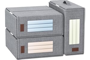 Mowend Lot de 3 sacs de rangement pour draps de lit, organisateur de draps pliables pour taille King et Queen avec fenêtre transparente pour draps, vêtements