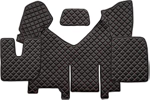 F-CORE Tappetini copricofani camion compatibile per IVECO STRALIS HI-WAY 01.13-12.16 AUTOMAT Con frigo NERO/ROSSO