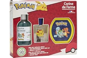 Corine de Farme - Coffret Pokemon Enfant - Eau de Toilette 50ml Pomme Gourmande + Gel Moussant 3 en 1, Cheveux & Bain - 93% Ingrédients Naturels