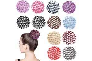 Lot de 12 équerres pour cheveux Chignon, DINSONG Retina pour cheveux Chignon Filles avec Perles, Lot de 12 équerres pour cheveux pour hôtel, Infirmière, Assistant de vol, Ballet (couleurs mixt