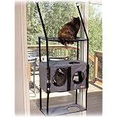 أثاث قطط K&H PET PRODUCTS EZ Mount Penthouse Townhouse مع 4 أرفف للنافذة