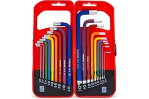 ToughHub 18 Pcs Allen Key Set – Metric Allen Key Set and Torx Allen Key Set – Combined Long Arm Alan Keys Sets - Hex Key Set 1.5-10mm and T10 – T50 Inch with Carry Case