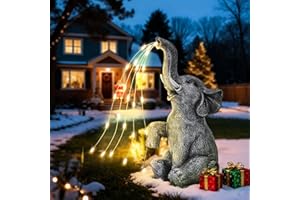 GIGALUMI Statue d'éléphant - Décoration de Jardin - Figurine d'éléphant d'arrosage - Lumières LED à énergie Solaire - Cadeaux pour Maman - Cadeaux d'anniversaire pour Femme - Décoration d'éléphant