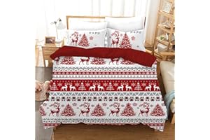 AVJWWD Set Copripiumino Natalizio Set di biancheria da letto di Natale,per bambini e bambine Set di Biancheria da Letto Decorazione Natalizia per Interni (alice di Natale, 220 x 240 cm)