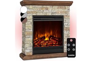 Klarstein Chimenea Electrica Bajo Consumo Pared, Estufa sin Leña de Interior, Chimeneas Electricas Decorativas 1800W, Llama LED, Chimenea Decorativa con Mando, Temporizador y Efecto Real Troncos