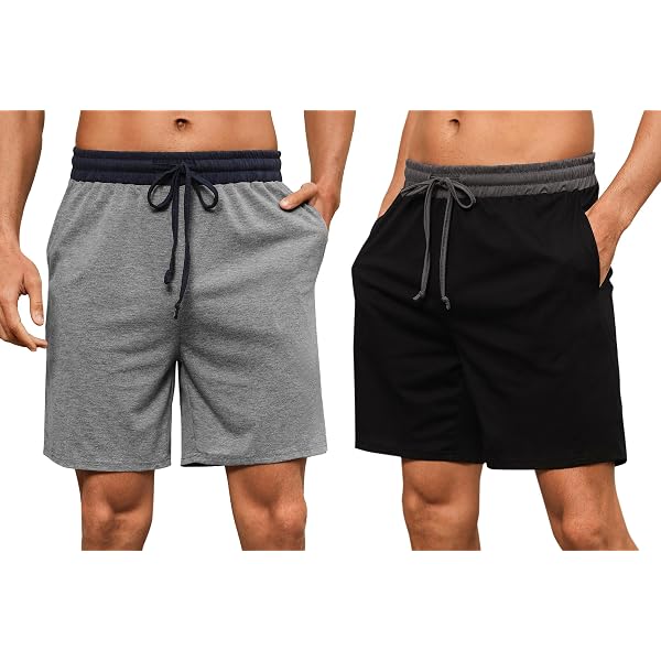 Dolamen Shorts Pyjama Homme Coton Modal - Boxer Trunk Avec Poches Et Ceinture Élastique