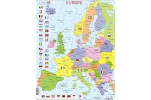 Larsen K2 Carte Politique de l'europe, édition Anglais, Puzzle Cadre avec de 48 pièces