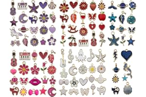 Naapesi 100 Stück Charms Anhänger Set, Bulk Schmuckherstellung Anhängers, Emaille Anhänger Blumen, Schmuck Selber Machen Charms, Diy Armband Charm, für Halsketten, Kunsthandwerk