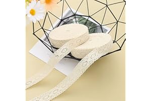 Dahi - Ruban en dentelle beige - 26 m de long sur 2,5 m de large - En coton - Décoration vintage - Pour bricolage, couture, mariage, décoration, scrapbooking, boîte cadeau (beige-A)