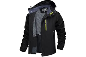 TACVASEN Herren Outdoorjacke Wasserabweisend Wanderjacke Leicht Übergangsjacke Funktionsjacke Trekkingjacke mit Abnehmbarer Kapuze