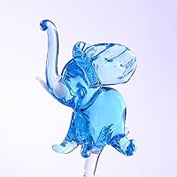 Orchideenstab aus Glas mit Elefant hellblau, Orchideenstäbe, Blumenstab, Lauscha