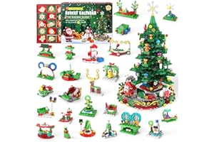 LATERN Calendario de Adviento de Navidad 2025, 24 Días Calendario de Cuenta Regresiva de Navidad con 701 Piezas 24 En 1 Árbol Grande Construcción Bloques para Niños Navidad Regalos Festivo Decoración