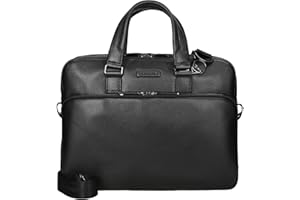 Piquadro Cartella in Pelle e Tessuto, Briefcase in leather and fabric,