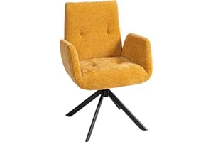 ‎HOMCOM HOMCOM Sessel Drehbar Loungesessel mit Armlehne, Wolle-Leinenoptik, modern Polsterstuhl mit Knopfheftung, Stahlbeine, für Wohnzimmer, Schlafzimmer, Gelb