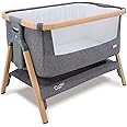 Tutti Bambini CoZee® Next to Me Crib & Standalone Baby Cot, Co-Sleeper - Foldable Baby Bed, Baby Crib 6 Height Levels, Baby Bedside Crib, Travel Cot, Mattress Included (0-6 Months) - Oak & Charcoal