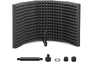 Topnaca Microphone Isolation Shield, Mic 5-Panel Professional Foldable Sound Shield Vocal Booth, Sound Absorbing Foam for Any Condenser Microphone Recording Equipment Acoustic Treatment