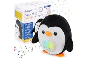 BUBZI CO Veilleuse Bebe Capteur Activé par Cry Enfant Dodo Doux Pingouin - Cadeau Bébé Peluche Berceuse Bebe-Bruit Blanc Sons Musique Lu-mières-Jouet Enfant-Cadeau Naissance Fille et Garçon Unique