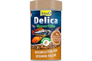 Tetra Delica Daphnia naturfoder – 100% soltorkad vattenloppa, naturliga snacks för prydnadsfisk, 100 ml burk
