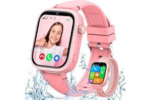 AKUMAKA Reloj Inteligente Niño 4G, Reloj GPS Niños Localizador y Llamadas con Boton SOS, Chat, Videollamada, IP68 Impermeable, Modo Clase, Álbum de Fotos, Podómetro, Smartwatch Niños Despertador Rosa