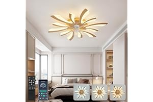 ‎YUNLONG YUNLONG 78cm Deckenventilator mit Beleuchtung DC Großer Deckenlampe mit Ventilator und Fernbedienung Dimmbar Sommer/winter Deckenventilator mit Lampe Leise Moderne für Schlafzimmer Wohnzimmer,Gold