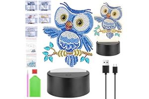 Homgaty Zestawy do Malowania Diamentami, Zestaw DIY do Malowania Diamentami według Numerów, Lampka Nocna, Biurkowa Lampka Artystyczna dla Początkujących i Nastolatków