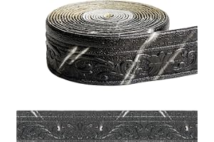 Chingcoo kant självhäftande 3D-vägg och tak, trimlister självhäftande vattentät, 10 m × 8 cm × 5 mm stuckaturlister, vägg av XPE-skum, rulle gräns för hörn linjer