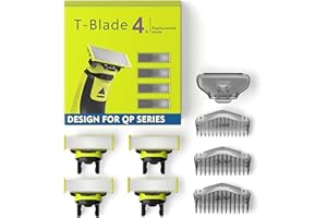 KIONCARE 4 testine lame di ricambio, Pettini Guida da 1/3/5mm e 1 Cappuccio Protettivo, compatibili con OneBlade QP25/26/27/28/65