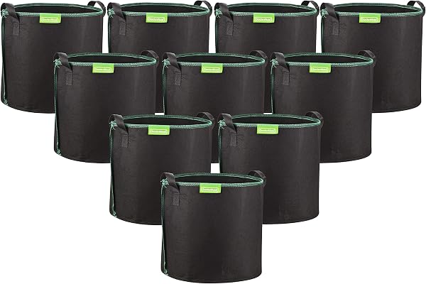 GardenMate 10X Sacs à Plantes 30L en Non tissé GREENLINE - Ø 35,6cm Hauteur 30,5cm - Noir/Vert