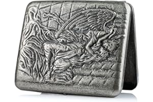 OHAODUO Srebrna papierośnica w stylu retro, vintage, metalowa, na 20 papierosów, ze stali nierdzewnej, 20 papierosów, dla mężczyzn, kobiet, mężczyzn (tianshi)