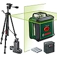Bosch Cross Line Laser UniversalLevel 360 Premium Set (Horizontal 360° Laser Line + Vertical Laser Line, Green Laser, 4 x AA Batteries, with Tripod and Clamp, in Box)