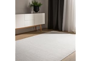 benuta Basic Tappeto cotone lavorato a mano Ron - Bianco 160x230 cm - 100% cotone - Design: Uni, Minimalista, Natural Living - Facile cura per salotto e stanza