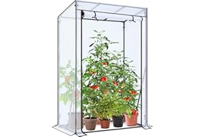 Ohuhu Gewächshaus klein Premium Foliengewächshaus Tomatengewächshaus für Balkon, Tomatenhaus Treibhaus Gewächshaus Balkon überwinterungszelt für Pflanzen, Stabil Winterfest Weiß 100x50x152 cm