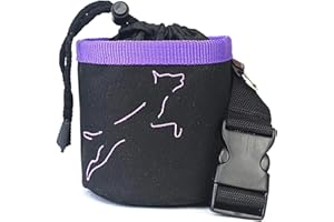 DOG TREAT BAG with a BELT/POUCH/SACHET/BAG for dogs snacks HAND MADE DOG TREAT POUCHES Puppy Training Genuine DogDirect London colourful (Black-purple) C5