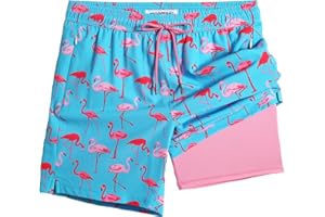 MaaMgic 7" Mens Swim Shorts with Compression Liner 4-Way Stretch Bathing Suit Swimming Shorts with Pockets