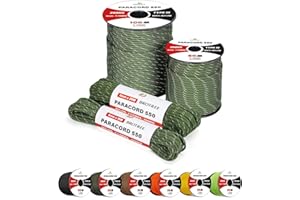 Brotree Reflectante 4mm Paracord 550 7 Hebras Cuerda de Nylon 15M Tipo III Cuerda de Paracaídas - 250kg Carga de Rotura (Reflectante Ejercito Verde)