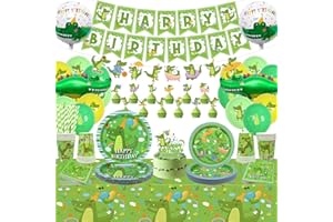 Obussgar Krokodil Geburtstag Party Supplies-Krokodil Geburtstag Party Dekorationen einschließlich Banner, Kuchen Dekorationen, Teller, Tassen, Servietten, Tischdecke, Luftballons (B)