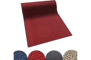 casa pura Tappeto Entrata Asciugapassi Antiscivolo - Zerbini su Misura a Rotolo, per Ingresso Interno ed Esterno, 3 Larghezze e Lunghezze Fino a 10 m - 90x250 cm - Rosso e Nero