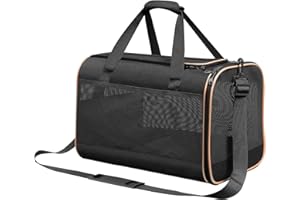 Cinnani Sac de Transport pour Chien de Compagnie Portable et à bandoulière - Idéal pour Les Voyages - Résistant Caisse de Transport Chat, Sac Transport Chien Avion Cabine, Noirs