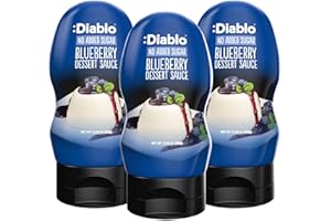 :DIABLO Diablo No Added Sugar Dessert Sauce Blueberry – Guilt-Free Dessert Topping, Vegetarian Friendly Flavoring & Drizzle Syrup for Waffle, Pancake, Cereal, Cake, Ice Cream & More, 350g, 12.35oz - 3 Pack
