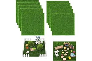 DIYCUT 10 Pièces Gazon Artificiel 15 x 15 cm, Fausse Pelouse Exterieur, 5 mm Épais, Miniature Tapis Gazon, pour Décoration de Jardin, Balcon,Terrasse et Décoration Paysagère