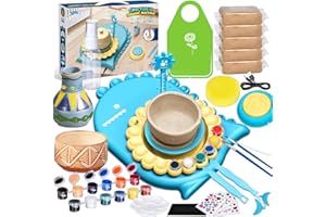 IEEILULU Rueda de Alfarería Eléctrica, Juego de Alfarería para Niños, Juego de Arte de Máquina de Alfarería, Herramienta de Arte de Arcilla para Niños, Regalo para Niñas y Niños (Dinosaurio)