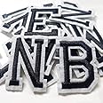 Iron on Letter Patches 52 Pieces,White Letter Patches Alphabet Embroidered Patch A-Z,for Hats Shirts Jeans Bags Black