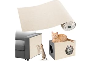 Gimars 40 × 200 cm verdickte, selbstklebende Katzenkratzmatte, DIY schneidbare Kletterwand Kratz-Pad, Anti-Kratz-Möbelschutz für Sofa, Wand, Boden, Teppich (Beige)