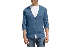 Hisir Męskie dzianinowe kardigany lekkie klasyczne miękkie wełniane kardigan z dekoltem w serek z guzikami, dzianina z długim rękawem, swetry dla mężczyzn, prezent dla mężczyzn