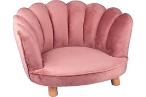 PHILIPS maxxpro Katzen- und Hundesofa - Rosa - Erhöht mit Holzbeinen - Samtmaterial - 61,5 x 52 x 33 cm - Katzen und Hunde bis zu 80 KG