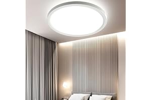 OTREN Lampa sufitowa LED, płaska, okrągła, 26 W, 4000 K, IP44, nowoczesna, ultra cienka, do sypialni, kuchni, salonu, korytarza, balkonu, piwnicy, Ø 27 cm